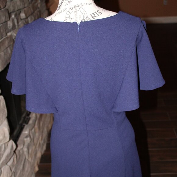 Liz Claiborne Fluttered Sleeve Navy A-Line Dress - Picture 7 of 7